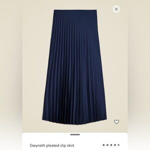J Crew Gwyneth Navy Pleated Slip Skirt